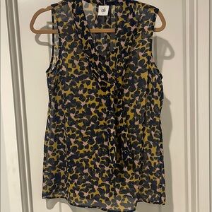 CAbi Women's Sheer Sleeveless Blouse with tie in front